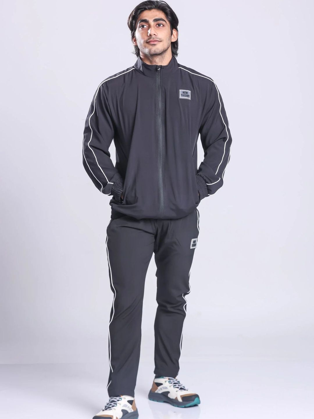 New Theory Brand Logo Polyester Mock Collar Tracksuits-picture-33
