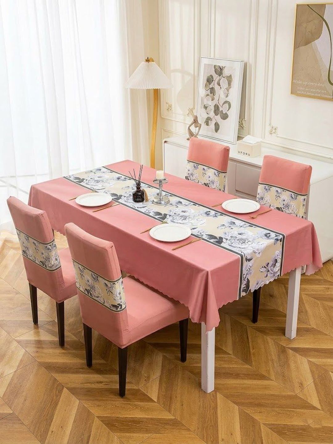 HOUSE OF QUIRK Waterproof For Kitchen Dining 1Pcs Table Cover + 4 Pcs chair Cover-picture-42