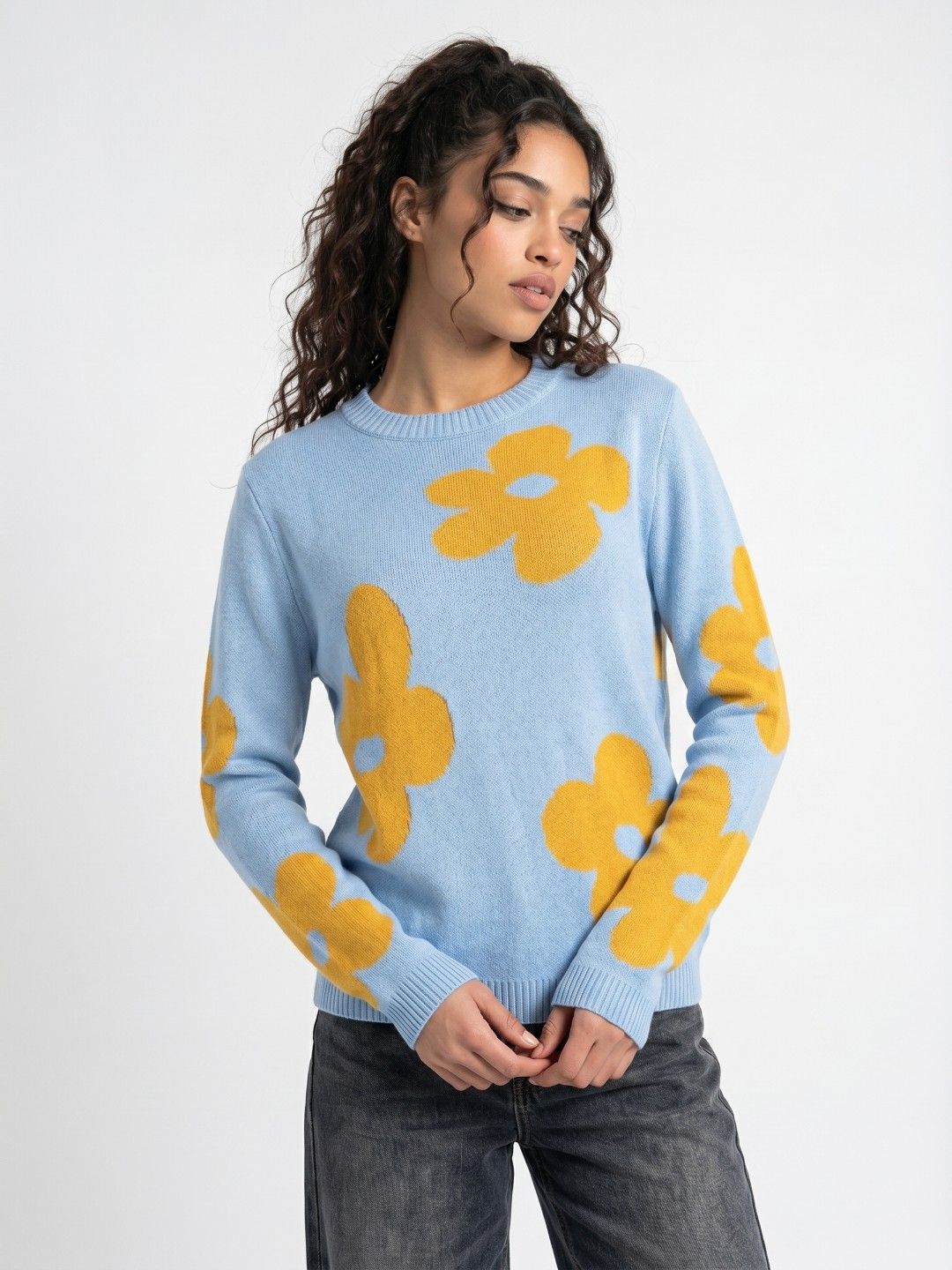 glitchez Floral Self-Design Pullover Sweaters-picture-37