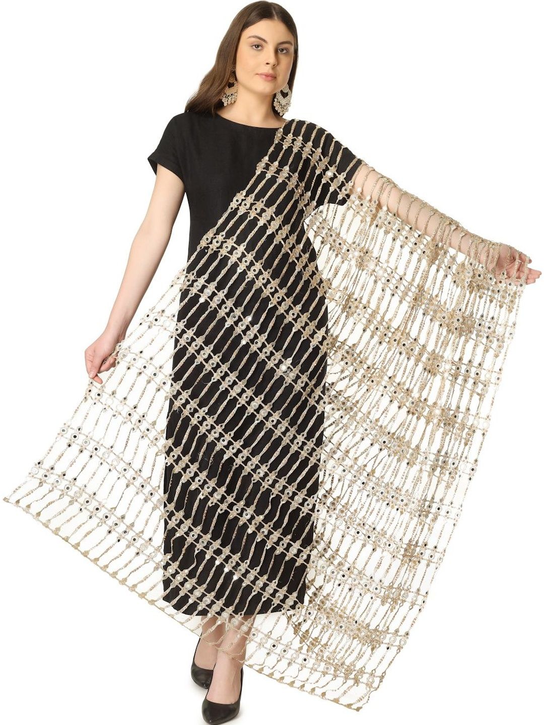 A R SILK Dupatta with Mirror Work-image-10