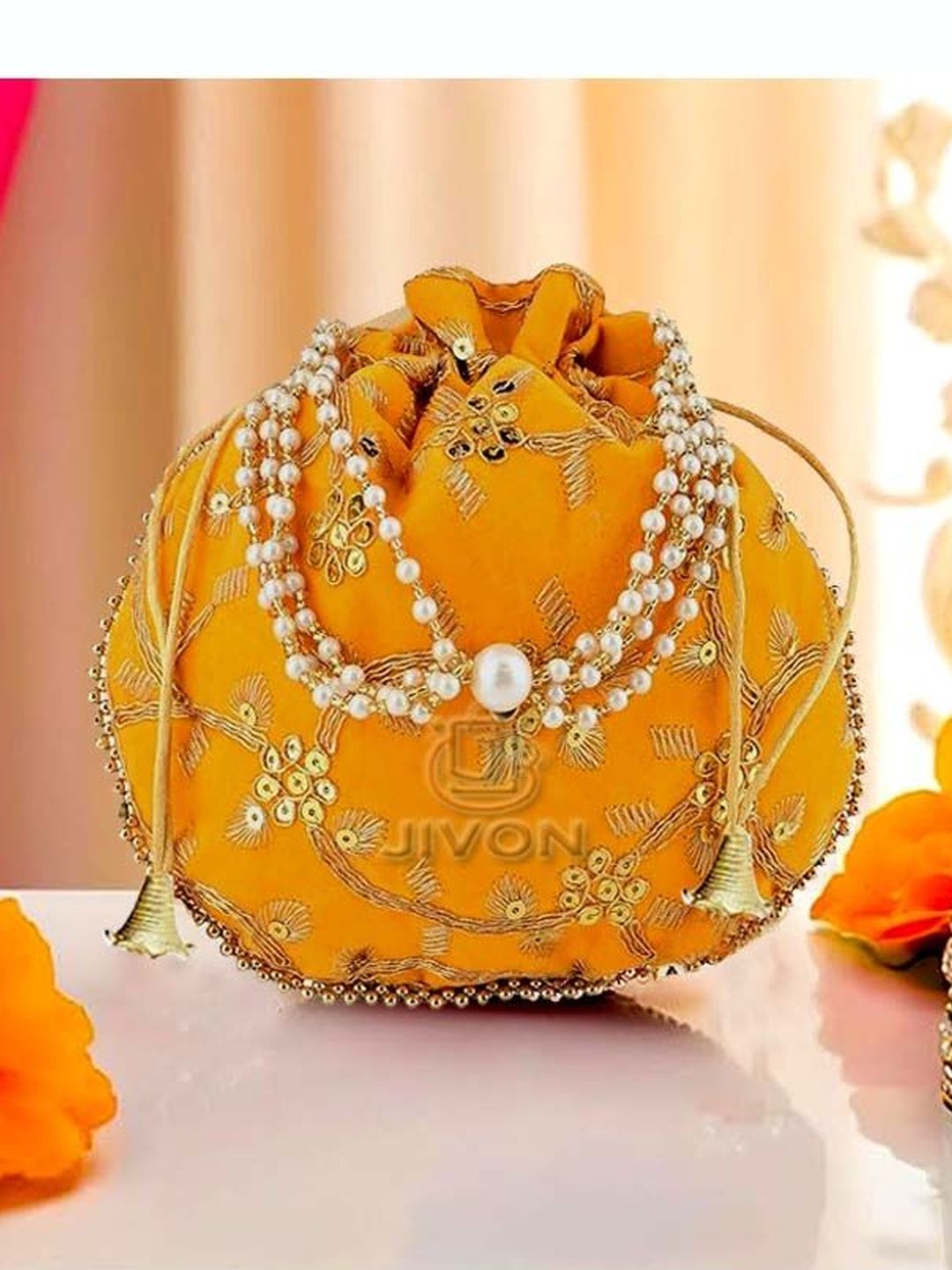 JIVON Embroidered Embellished Potli Clutch-picture-10