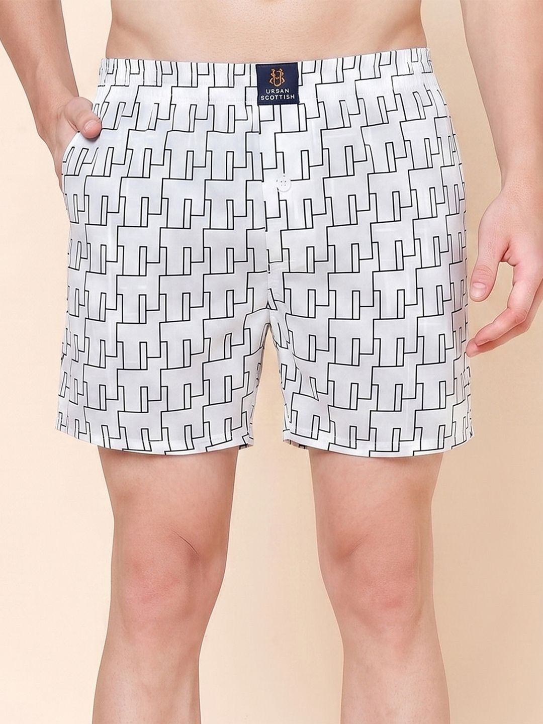 URBAN SCOTTISH Pack Of 2 Printed Pure Cotton Boxers With Side Pockets-image-3