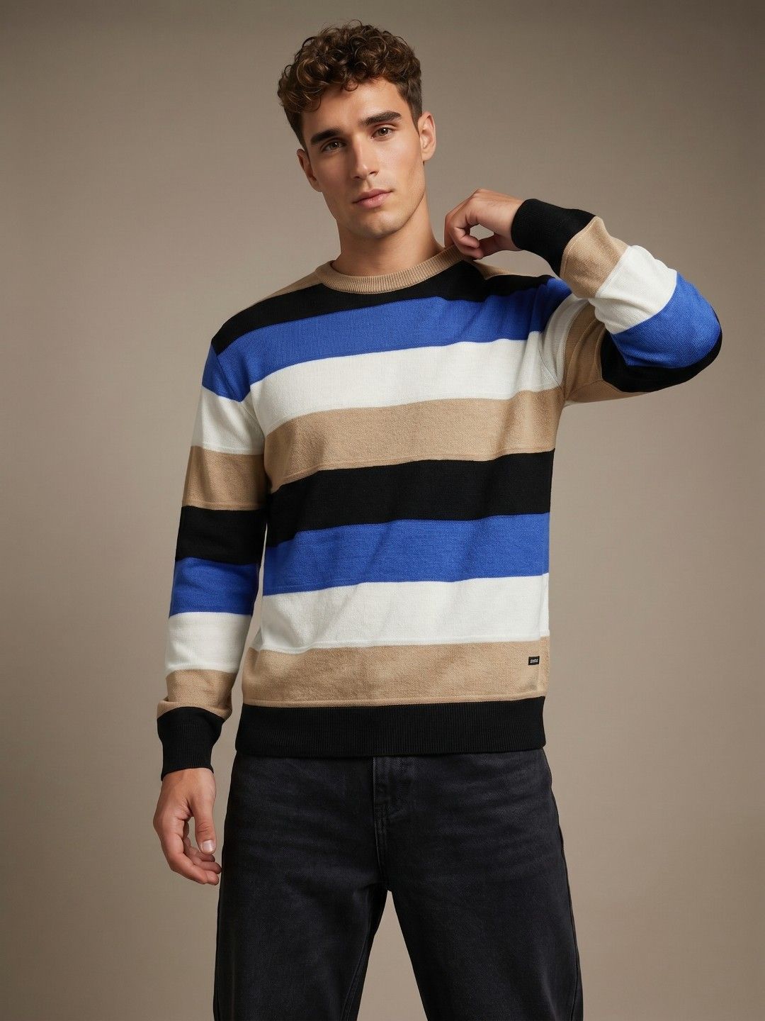 glitchez Striped Relaxed Fit Pullover Sweater-picture-29