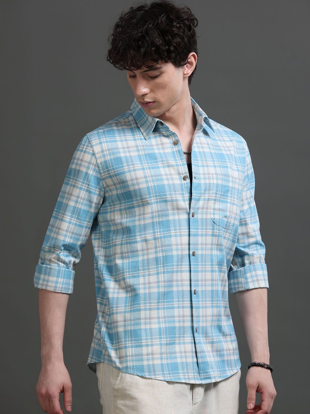 British Club Men Smart Slim Fit Checked Casual Shirt-picture-9
