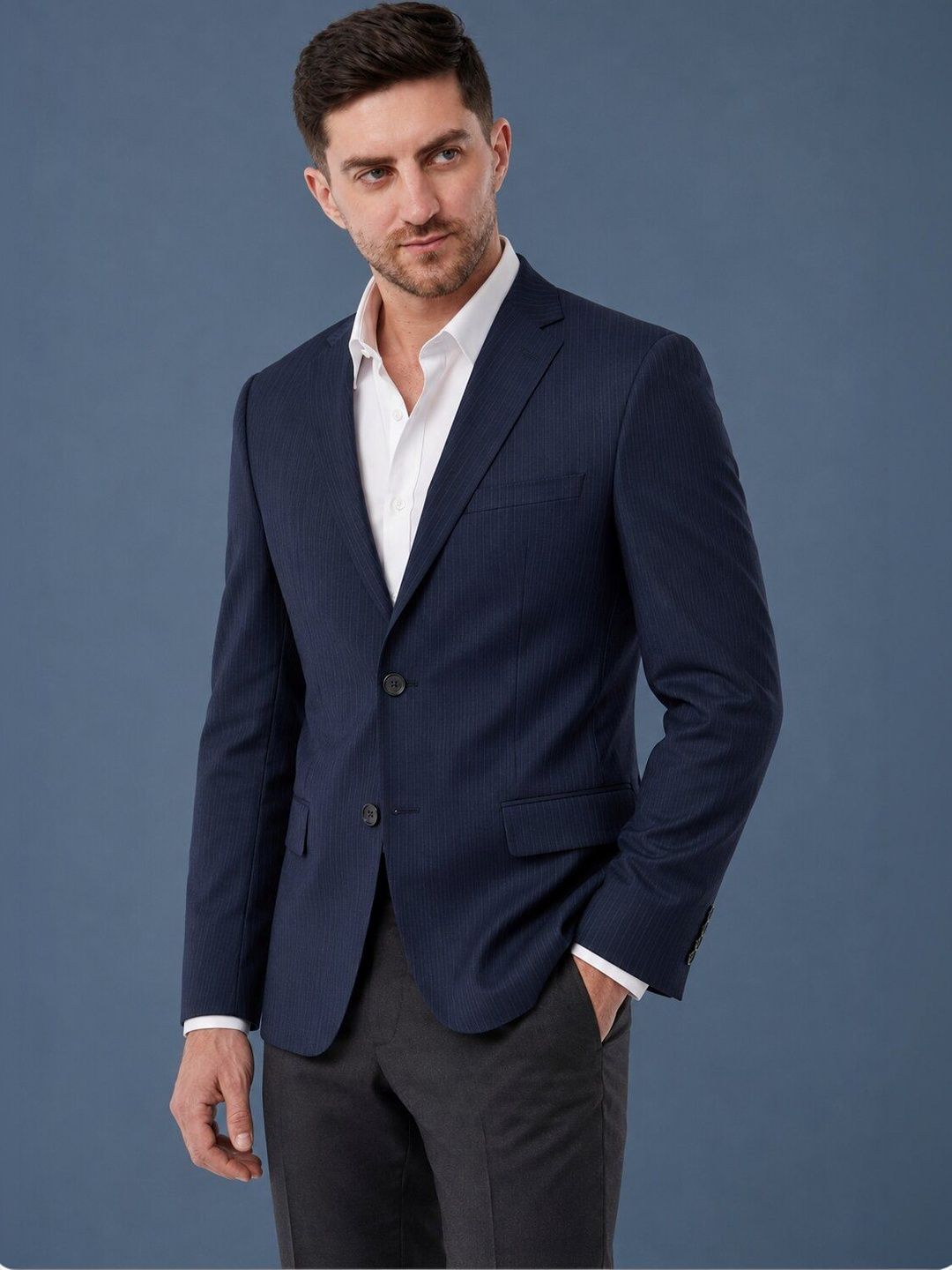 Integration Striped Notched Lapel Single-Breasted Formal Blazers-picture-17