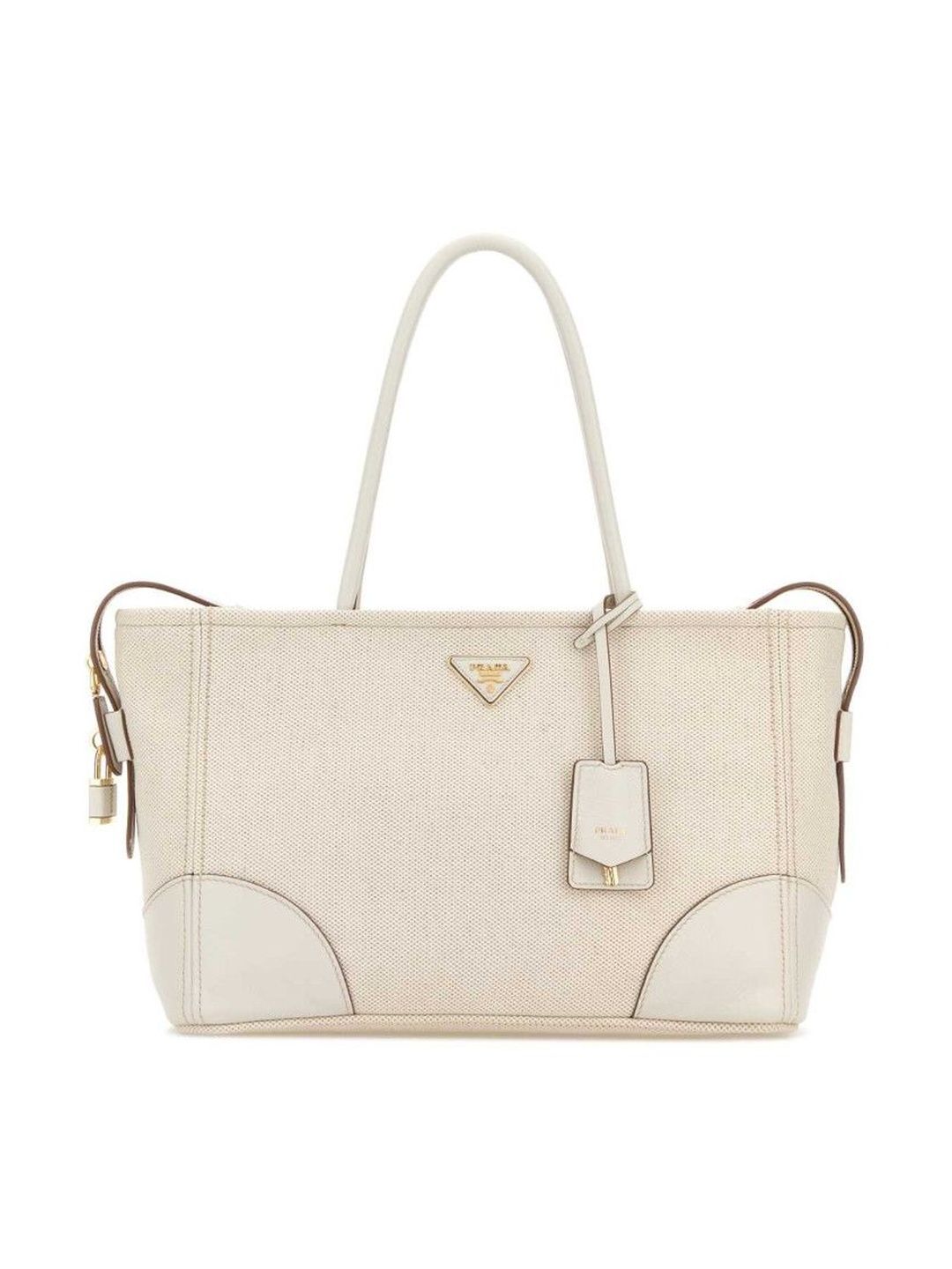 Prada Tan/Chalk White Logo Large Tote-picture-37
