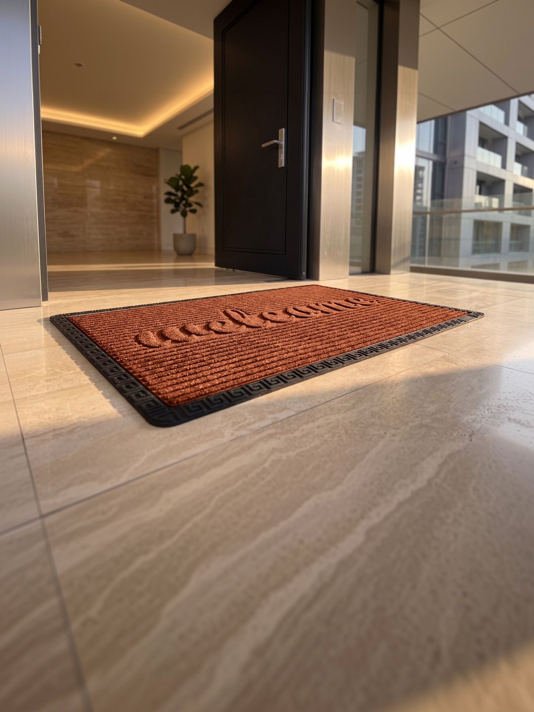 AaHo Decor Brown & Black Welcome Embossed Anti-Slip Doormat-image-38
