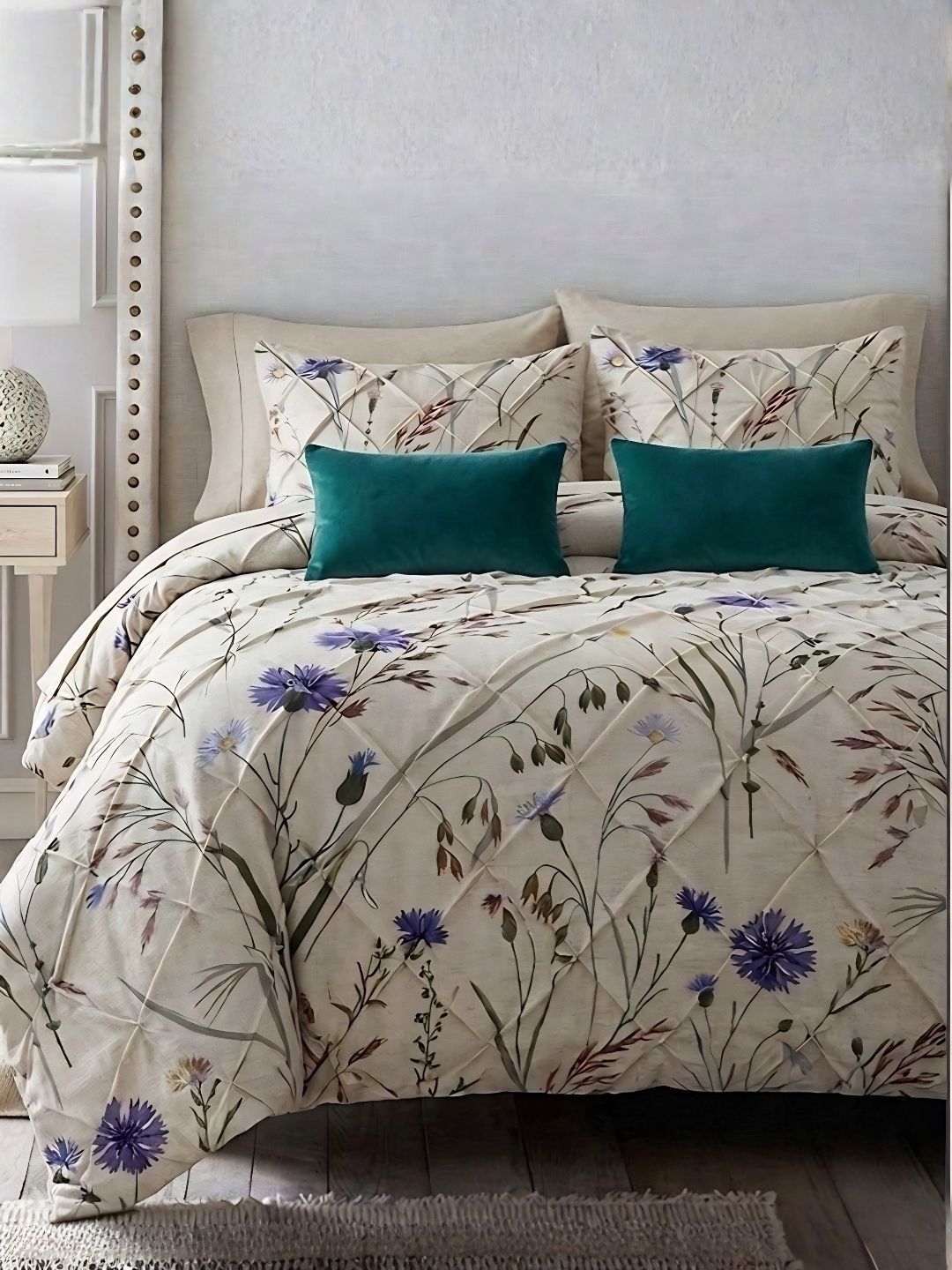 THE WHITE MOSS Beige Floral AC Room 150 GSM Comforter-image-15
