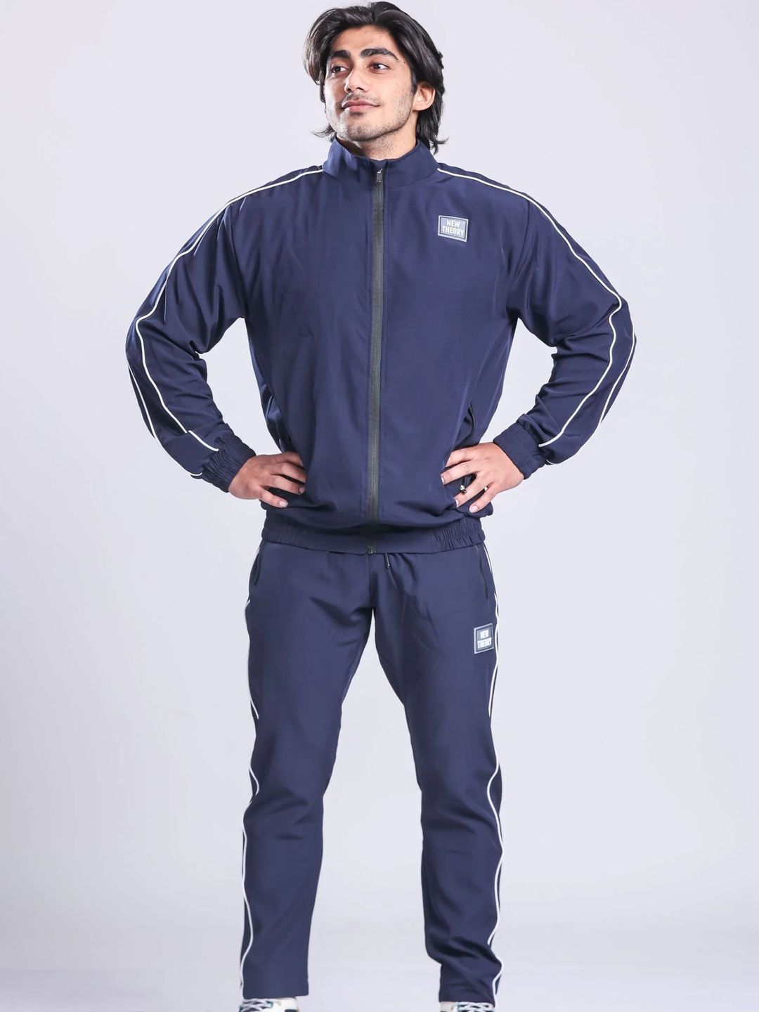 New Theory Brand Logo Polyester Mock Collar Tracksuits-picture-34