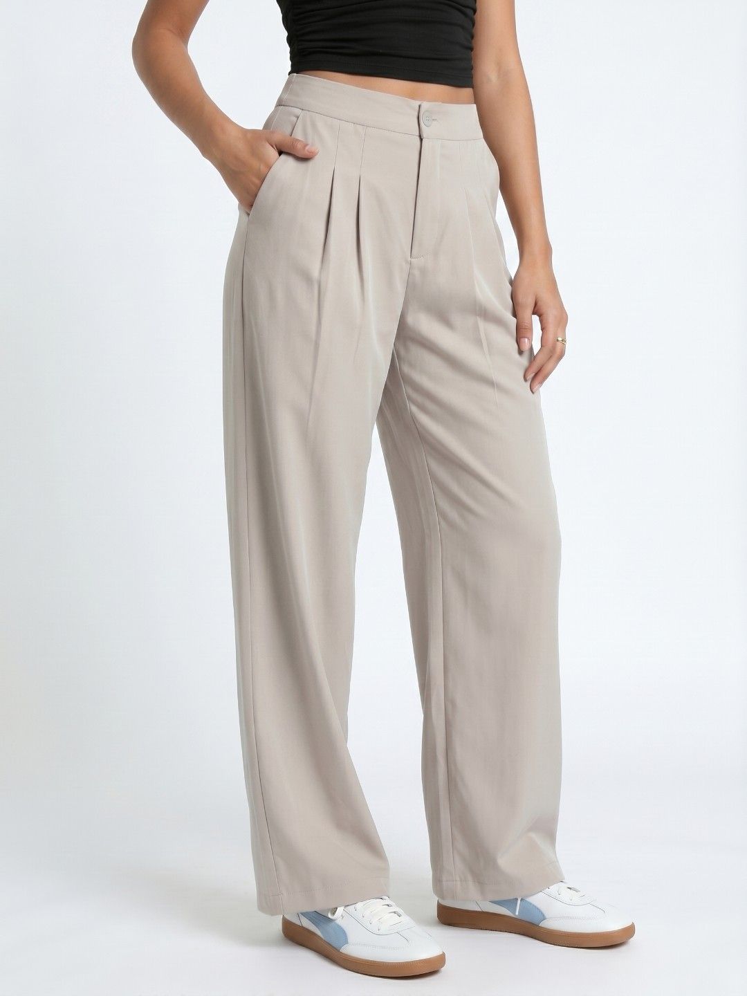 glitchez Women High-Rise Pleated Wide Leg Trousers-picture-26