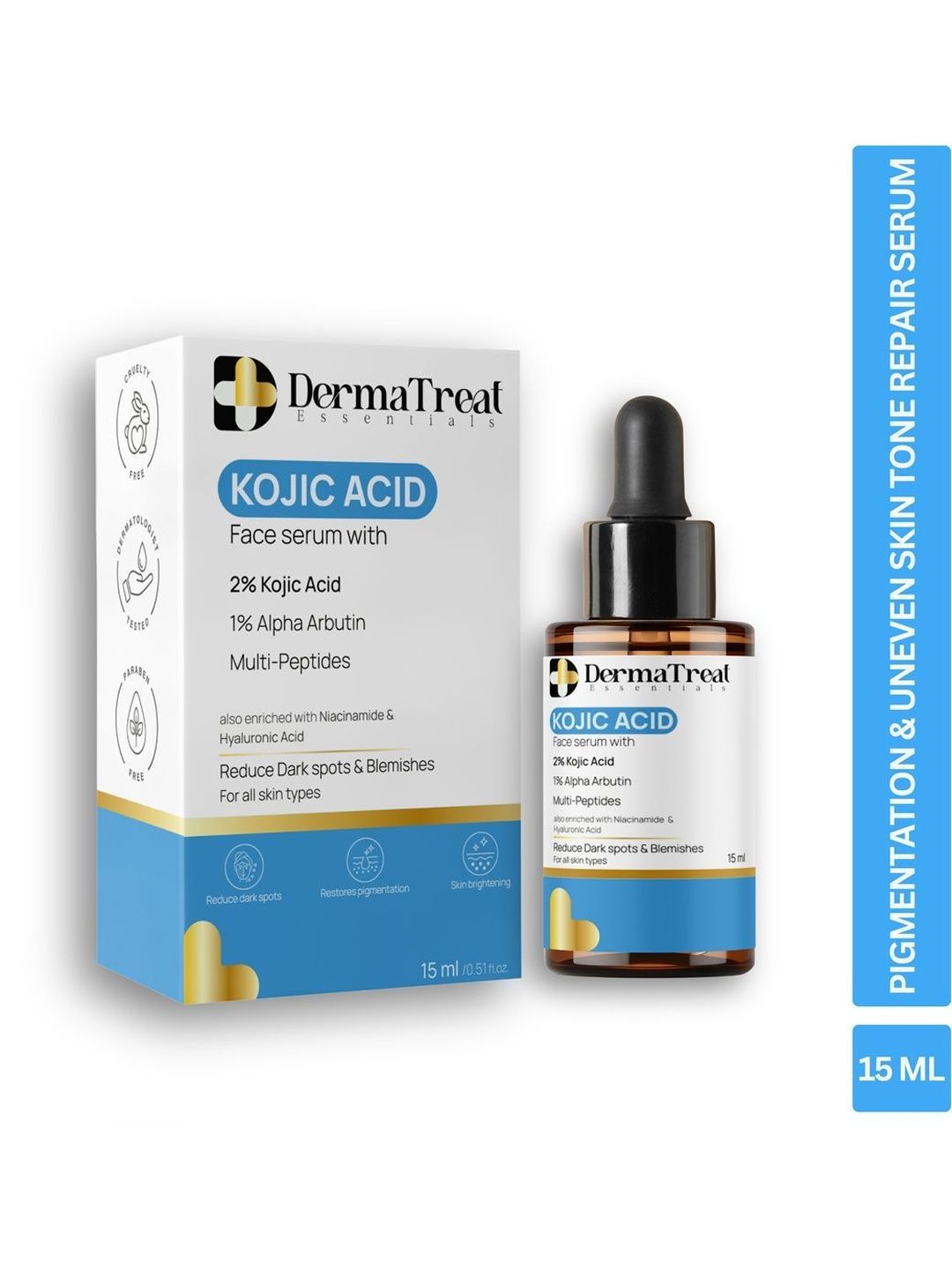 DermaTreat Essentials Kojic Acid Face Serum For Dark Spots & Pigmentation - 15 ml-image-23