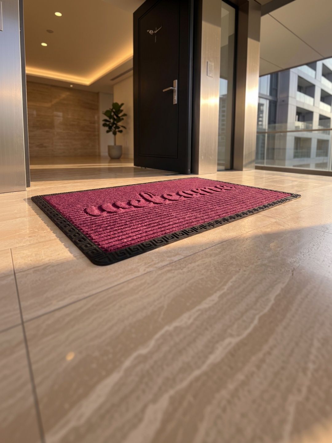 AaHo Decor Purple & Black Welcome Embossed Anti-Slip Doormat-picture-45