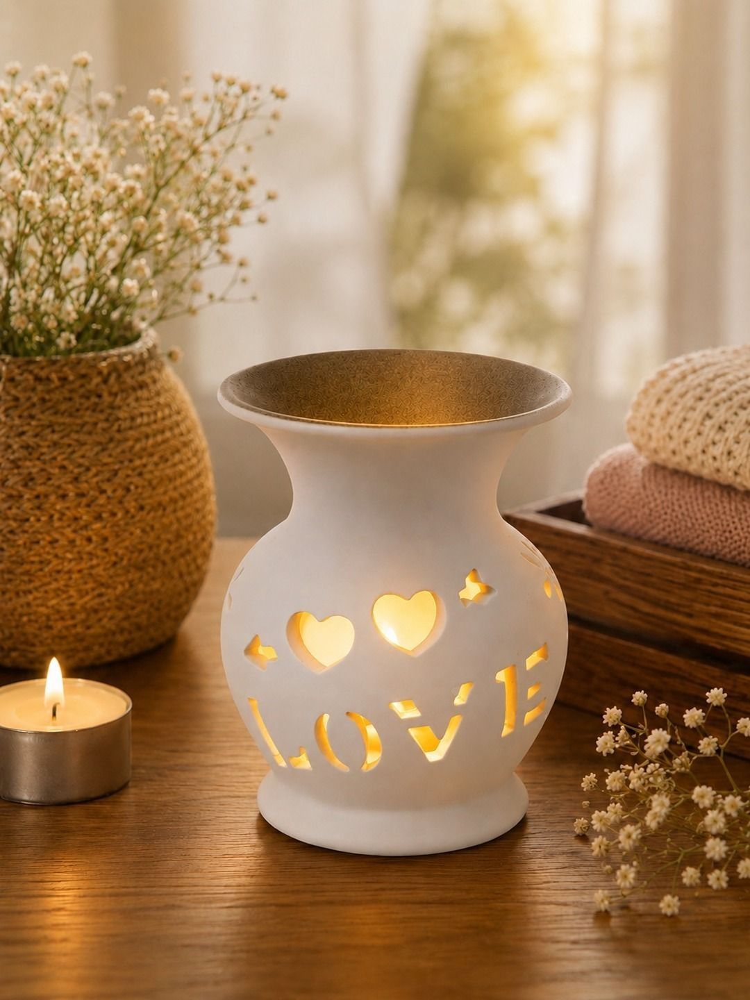 TAYHAA White Ceramic Oil Burner Tealight Aroma Diffuser-picture-29