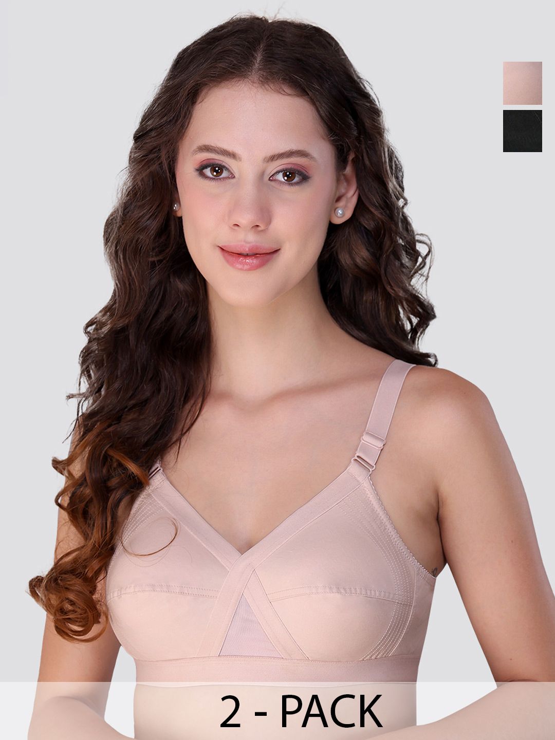 Kalyani Pack of 2 Vega Ultimate Support Cross-Front Full Coverage Rich Cotton Bra-picture-30