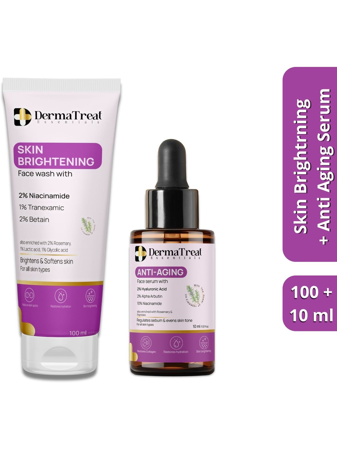 DermaTreat Essentials Set Of 2 Anti-Aging Face Serum & Skin Brightening Face Wash-image-22