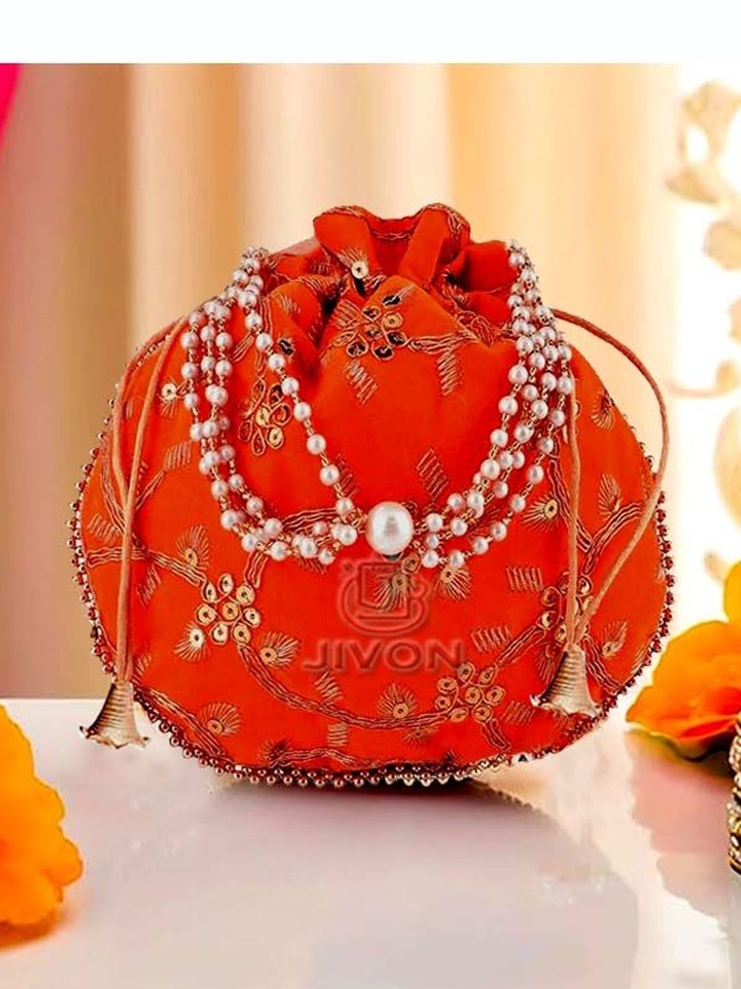 JIVON Embroidered Embellished Potli Clutch-picture-18
