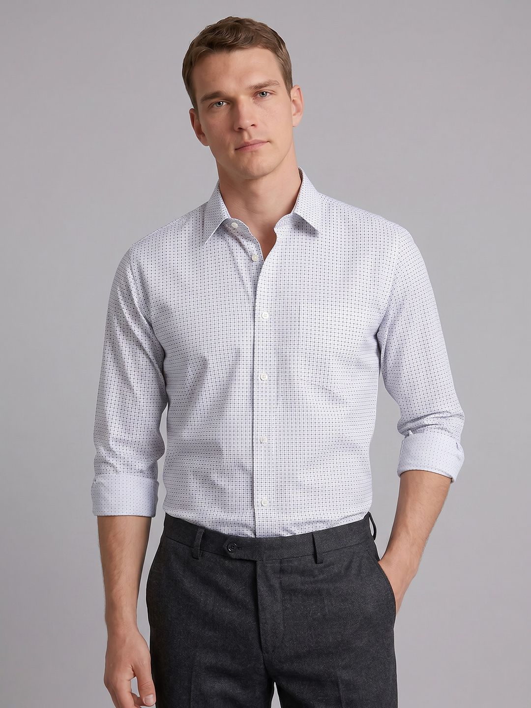 Blackberrys Slim Fit Micro Ditsy Printed Pure Cotton Formal Shirt-picture-32