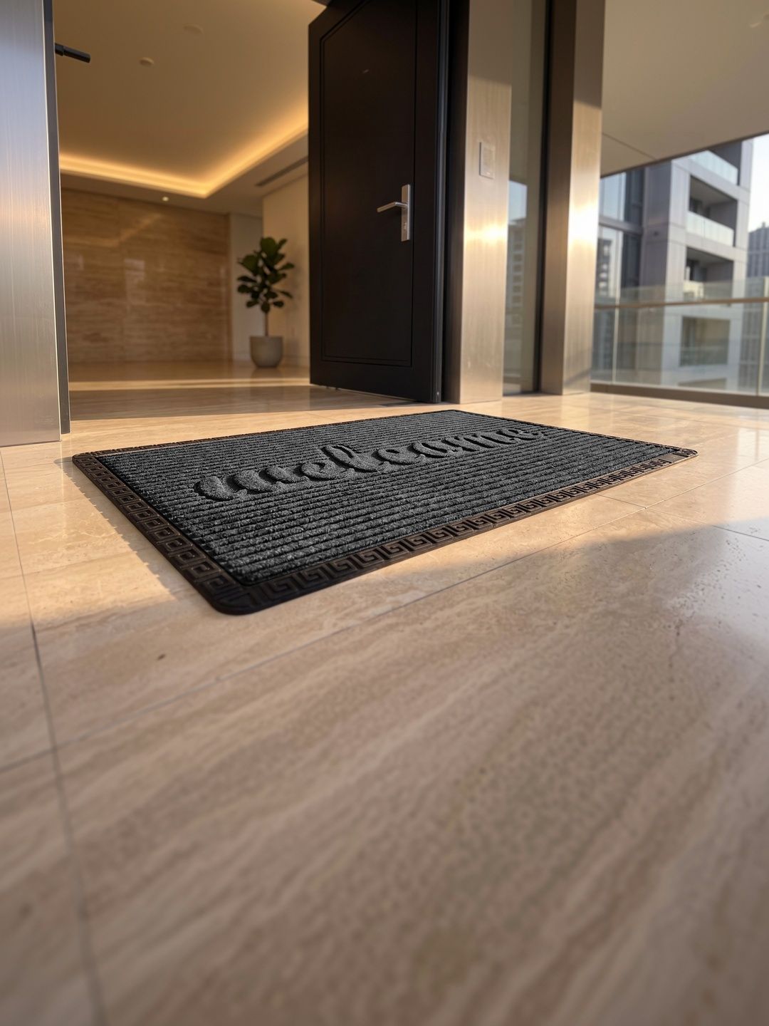 AaHo Decor Grey & Black Welcome Embossed Anti-Slip Doormat-picture-43