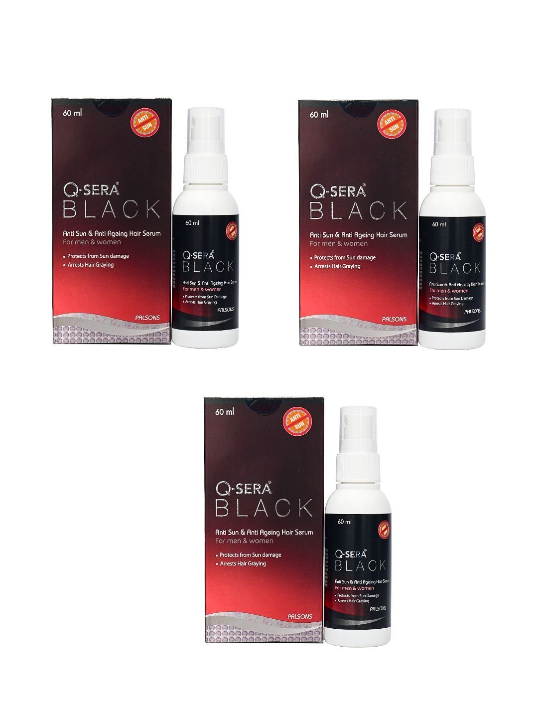 Q-Sera Set of 3 Anti Sun & Anti-Ageing Hair Serum - 60 ml Each-image-45