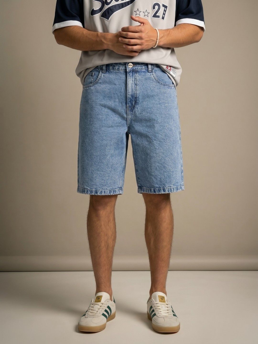 glitchez Men Pure Cotton Relaxed Fit Denim Shorts-picture-42