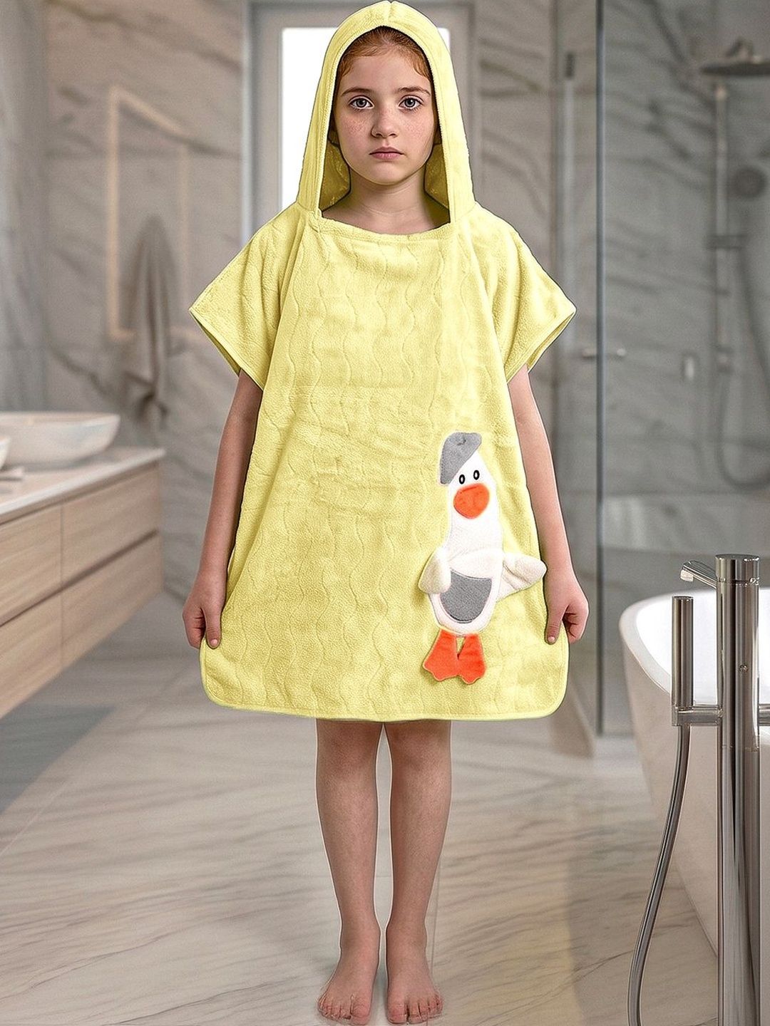 Myntra Elegant Homes Yellow & White 1 Cotton 400 GSM Bath Towel-image-2