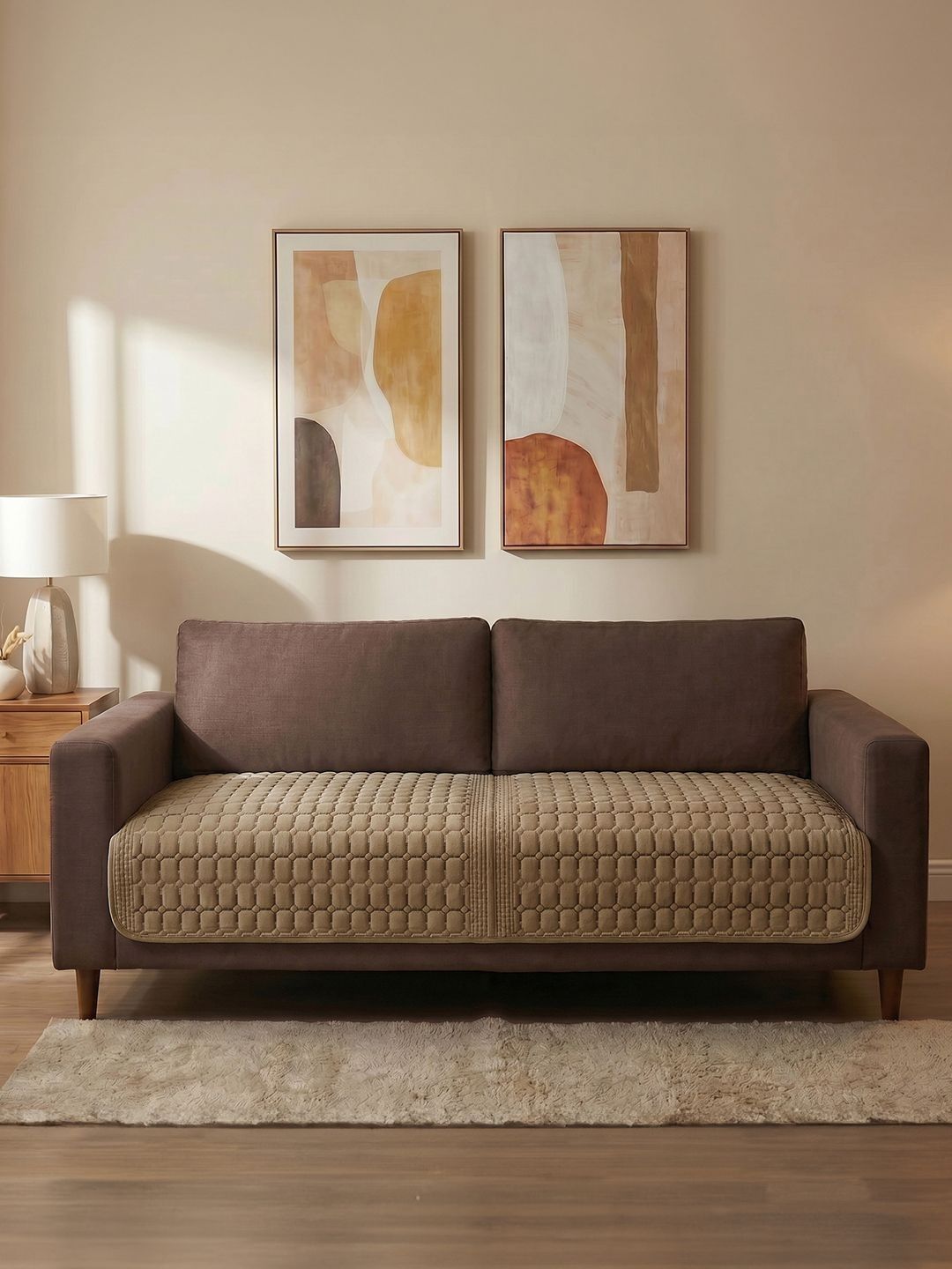 URBAN SPACE Brown 1 Piece Sofa Cover Without Arms-image-33
