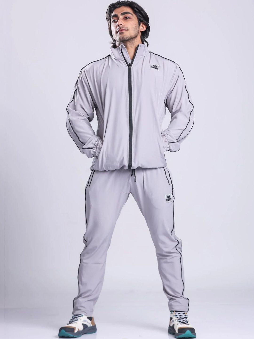 New Theory Brand Logo Mock Collar Tracksuits-picture-22