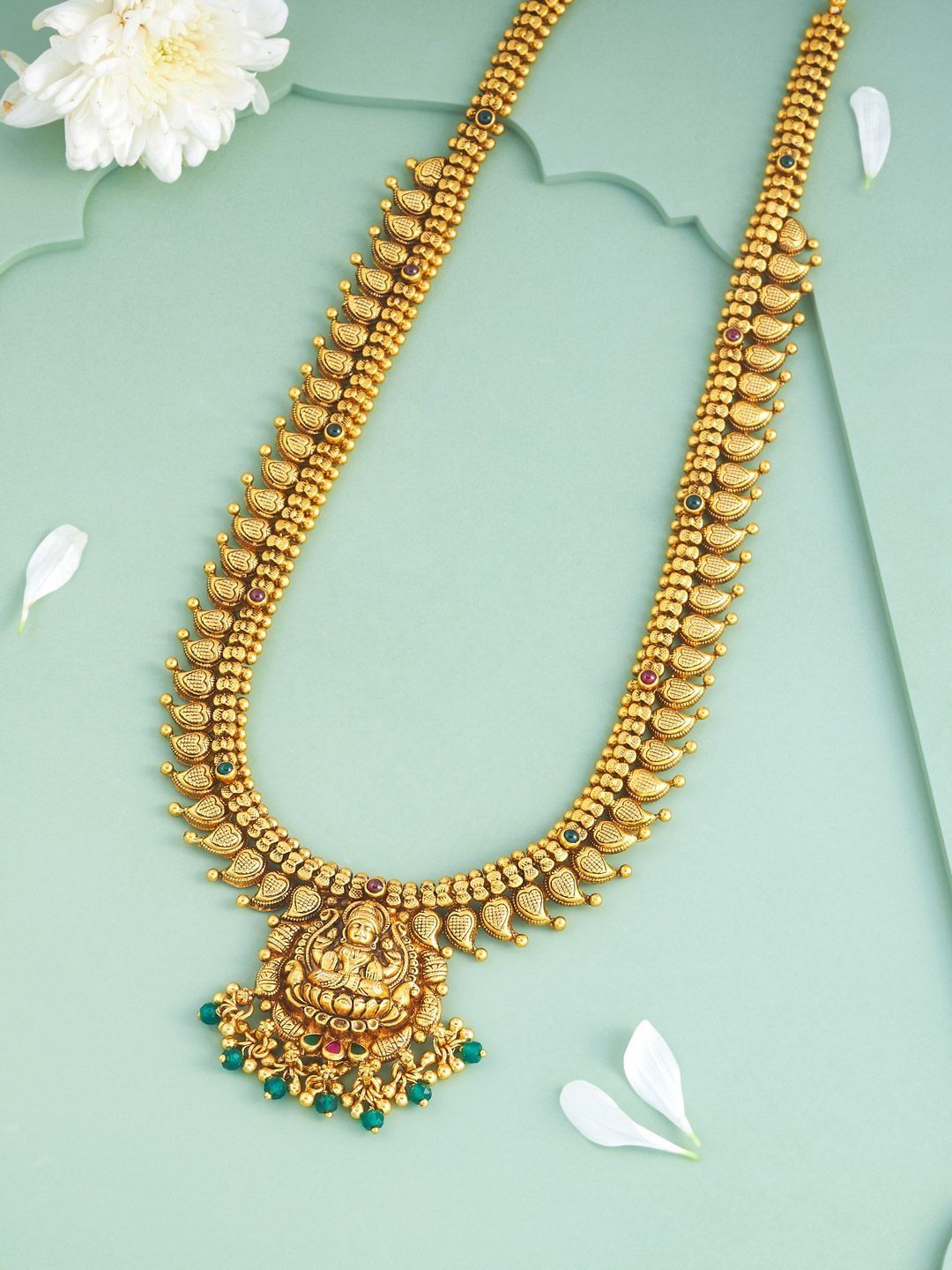 Kushal's Fashion Jewellery 925 Silver Gold-Plated Stones Studded & Beaded Necklace-picture-20