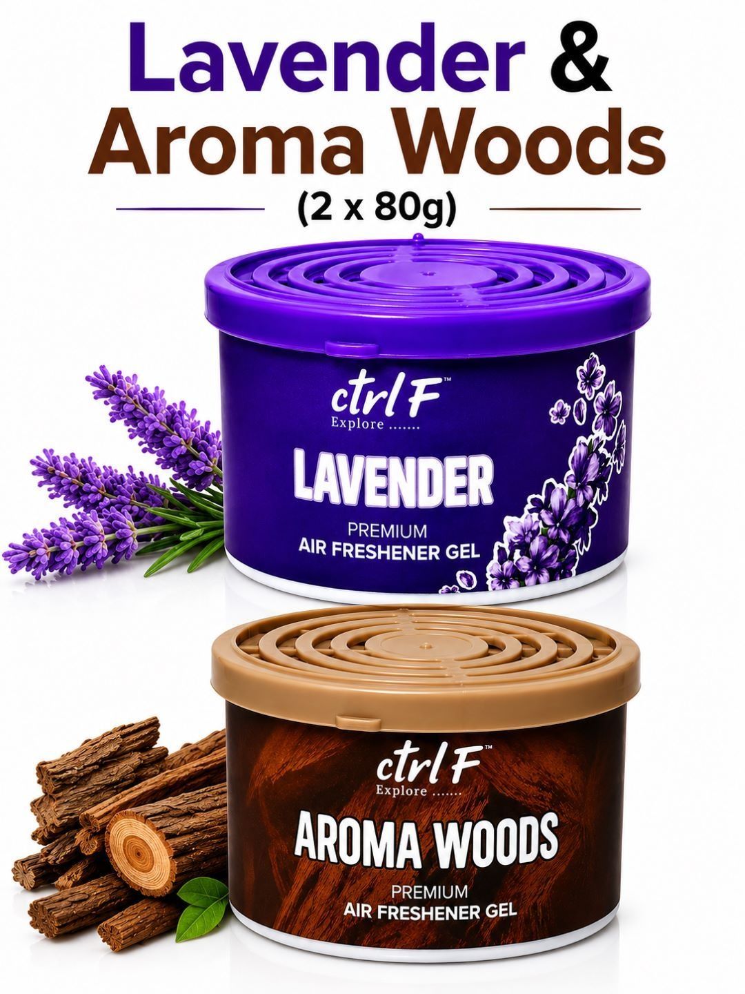 ctrl F 2 Pieces Lavender & Aroma Wood Gel Car Air Freshener-picture-37