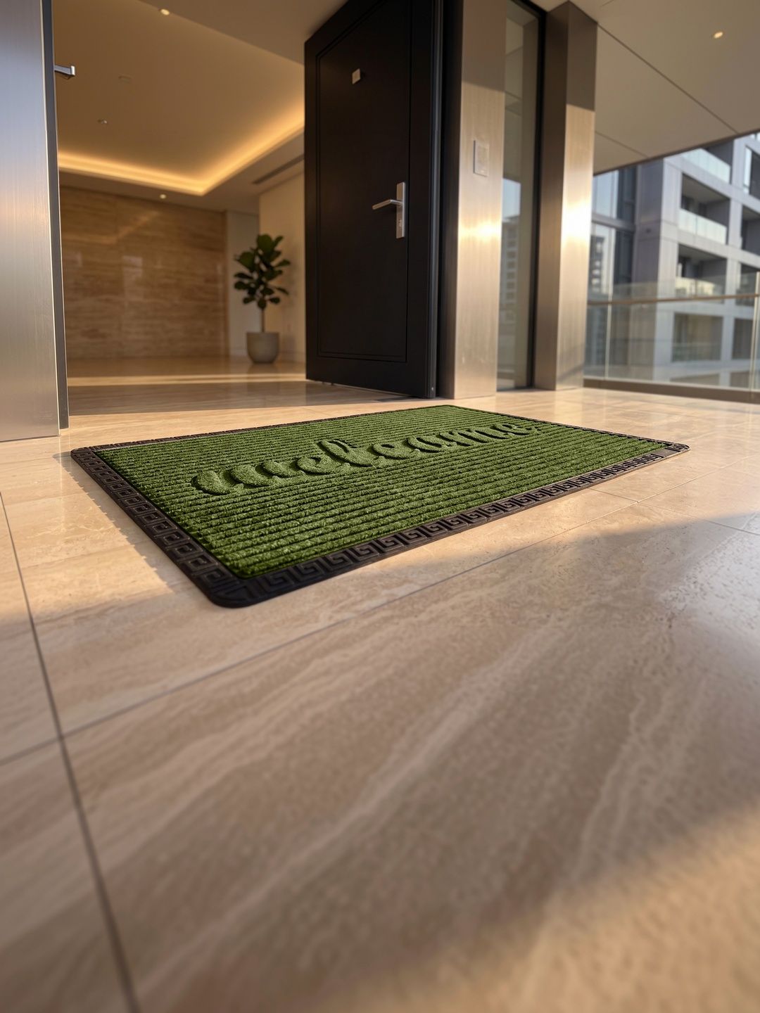 AaHo Decor Olive Green & Black Welcome Embossed Anti-Slip Doormat-picture-38