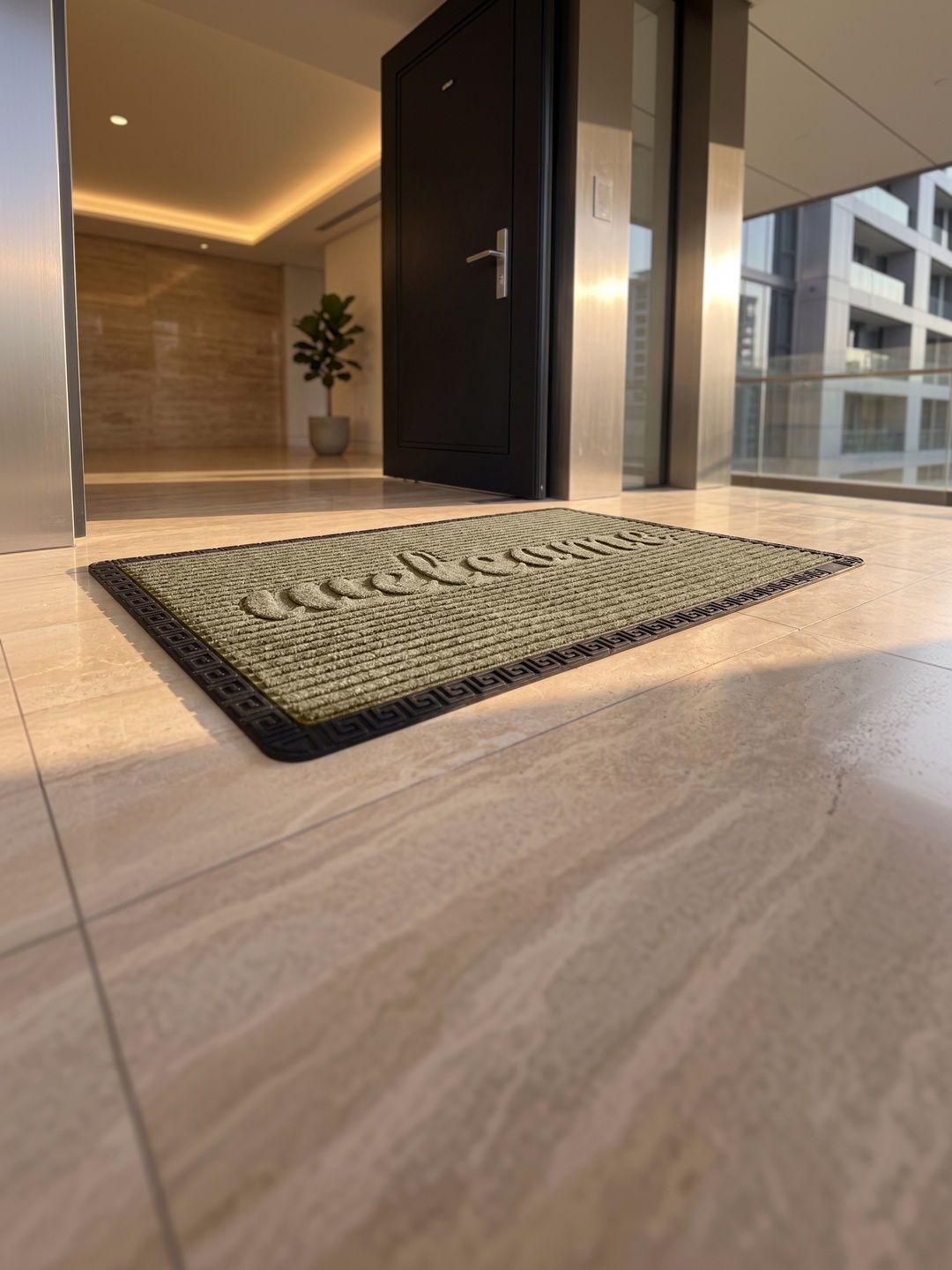 AaHo Decor Tan & Black Welcome Embossed Anti-Slip Doormat-image-40