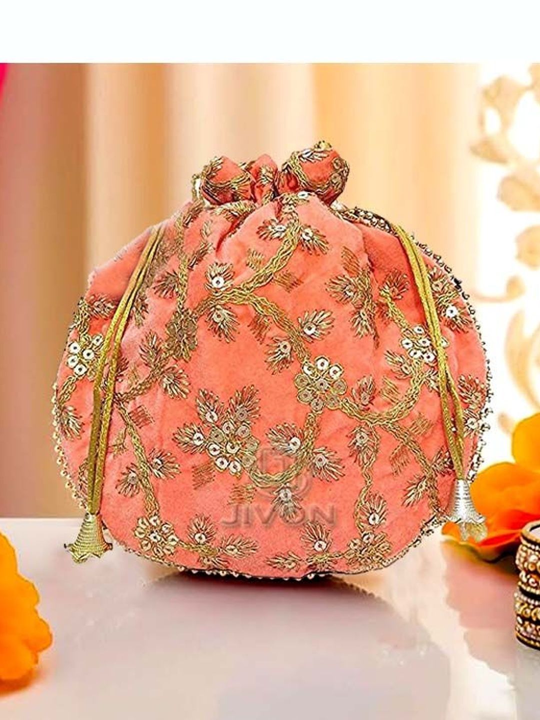 JIVON Embroidered Embellished Potli Clutch-picture-52