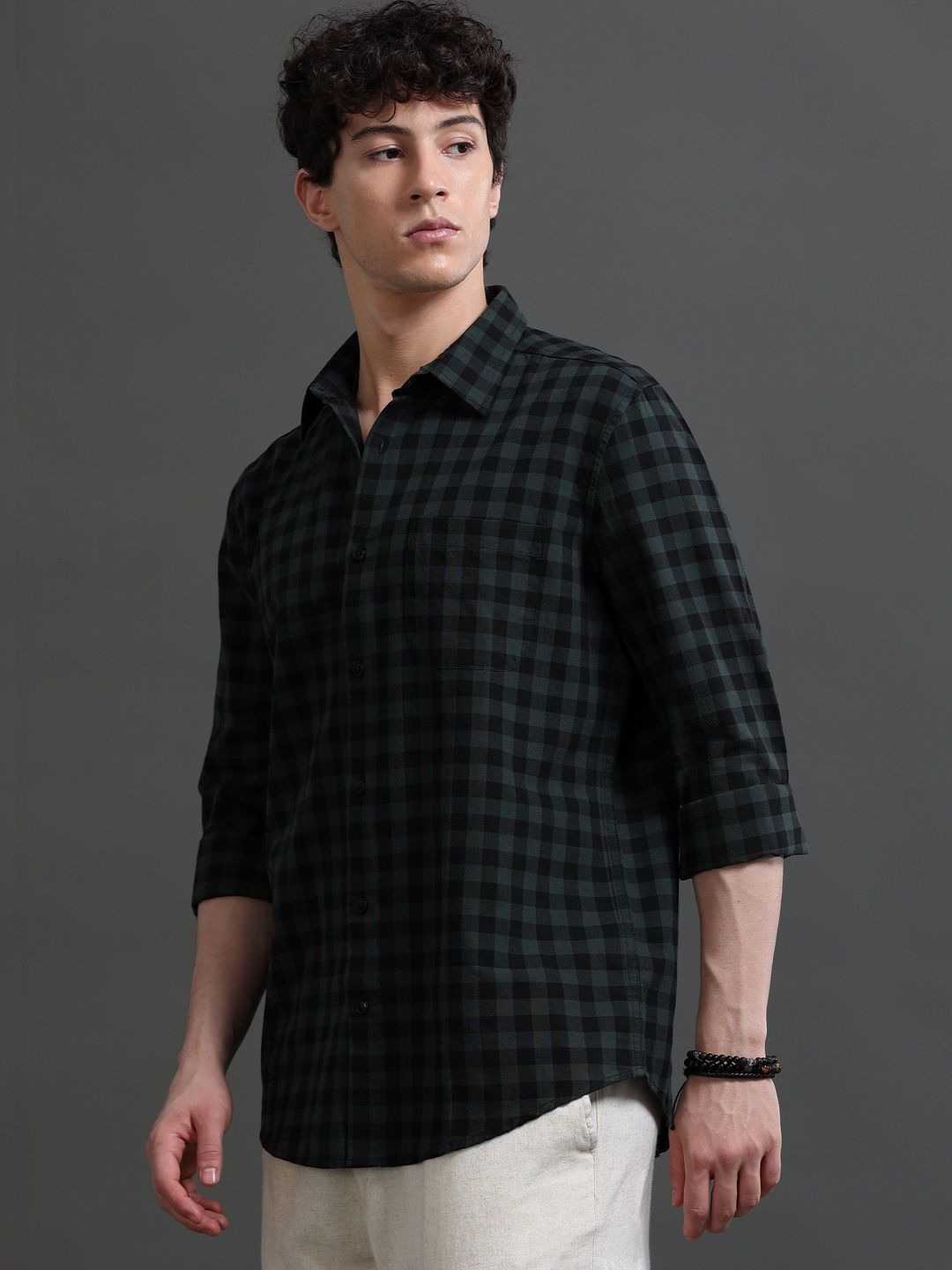 British Club Men Smart Slim Fit Buffalo Checks Checked Casual Shirt-picture-22