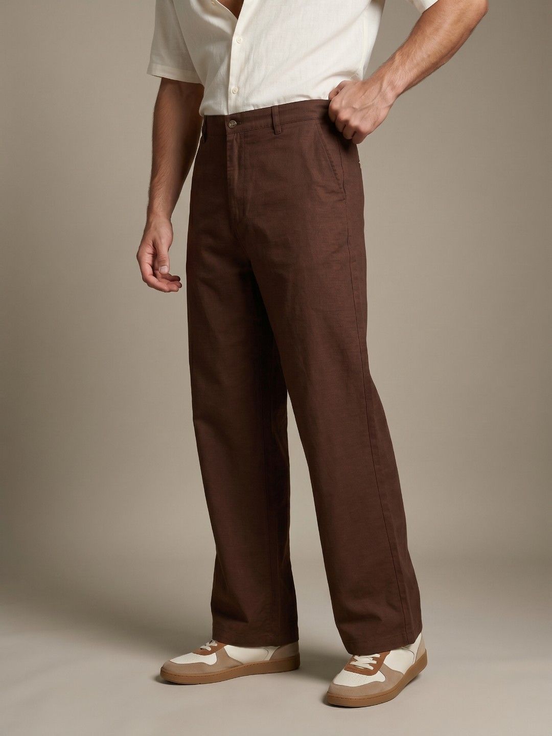 glitchez Men Pure Cotton Relaxed Fit Chinos Trousers-picture-28