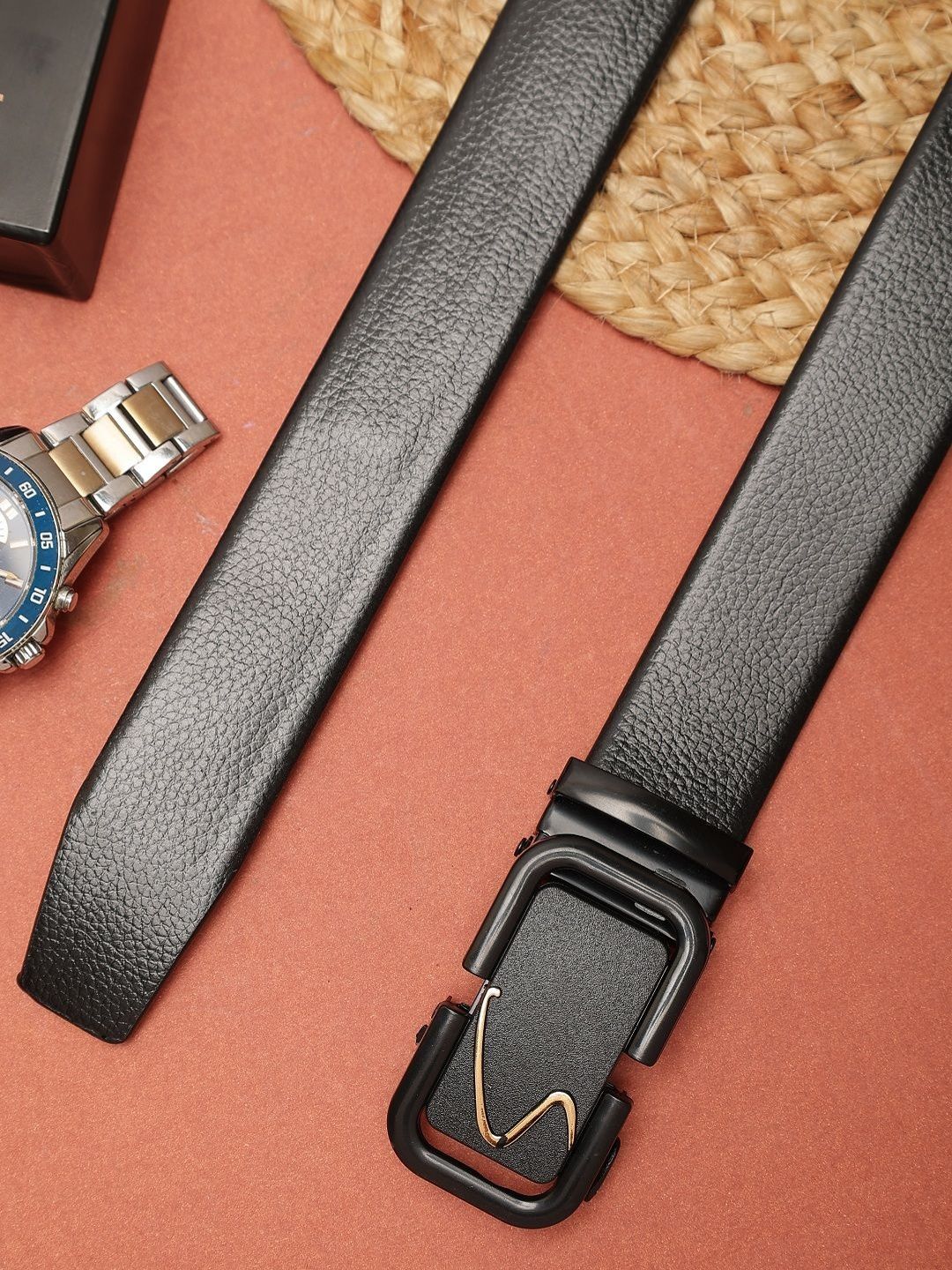 ZEVORA Men Textured Leather Formal Belt-picture-26