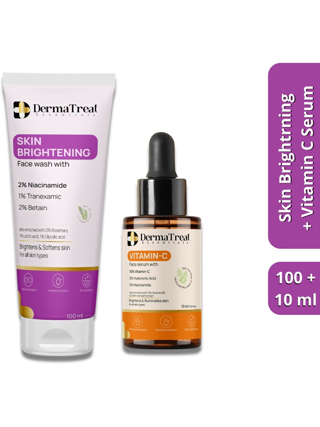 DermaTreat Essentials Set Of 2 Vitamin C Face Serum With Skin Brightening Face Wash-image-18