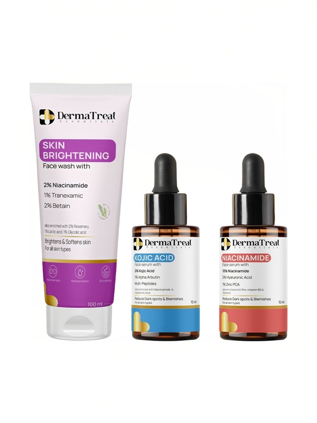 DermaTreat Essentials Set Of 3 Skin Brightning Face Wash With Kojic & Niacinamide Serum-image-33