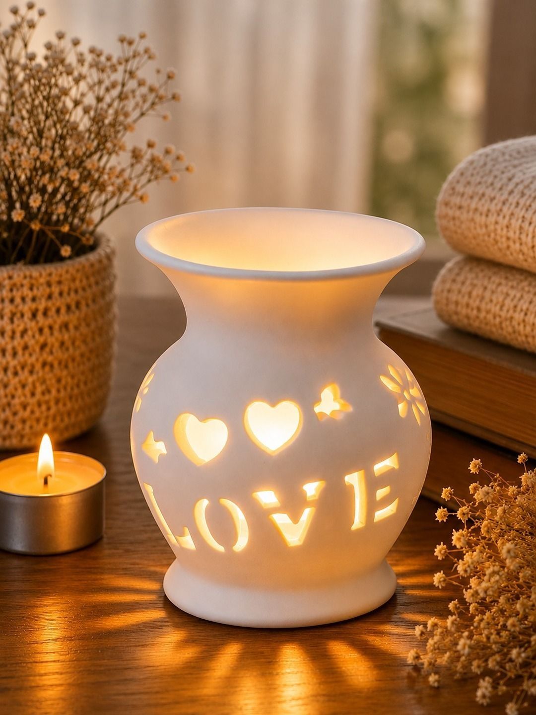 TAYHAA White Ceramic Oil Burner Tealight Aroma Diffuser-picture-26