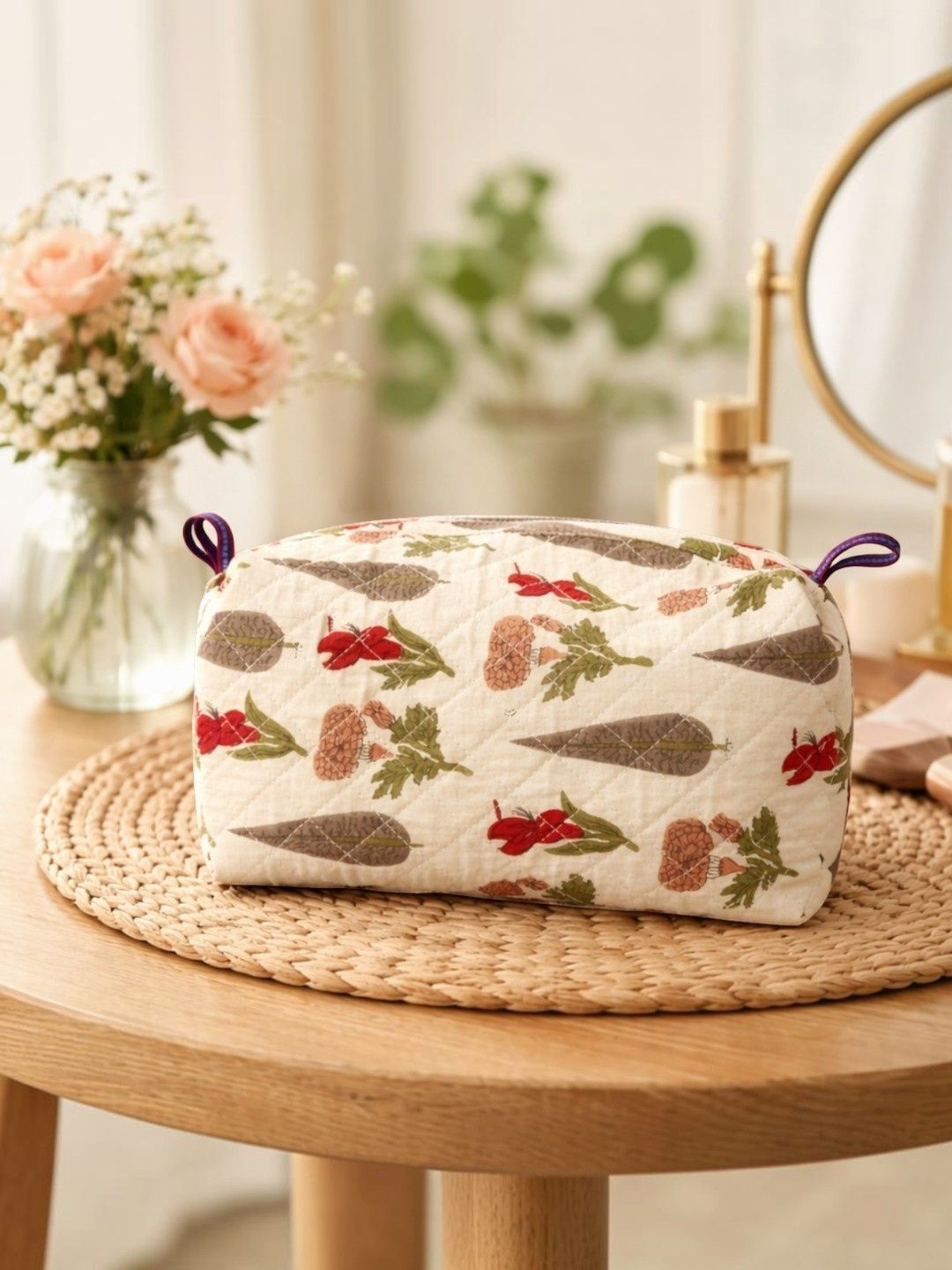AccessHer Floral Printed Handheld Bag with Quilted-picture-32