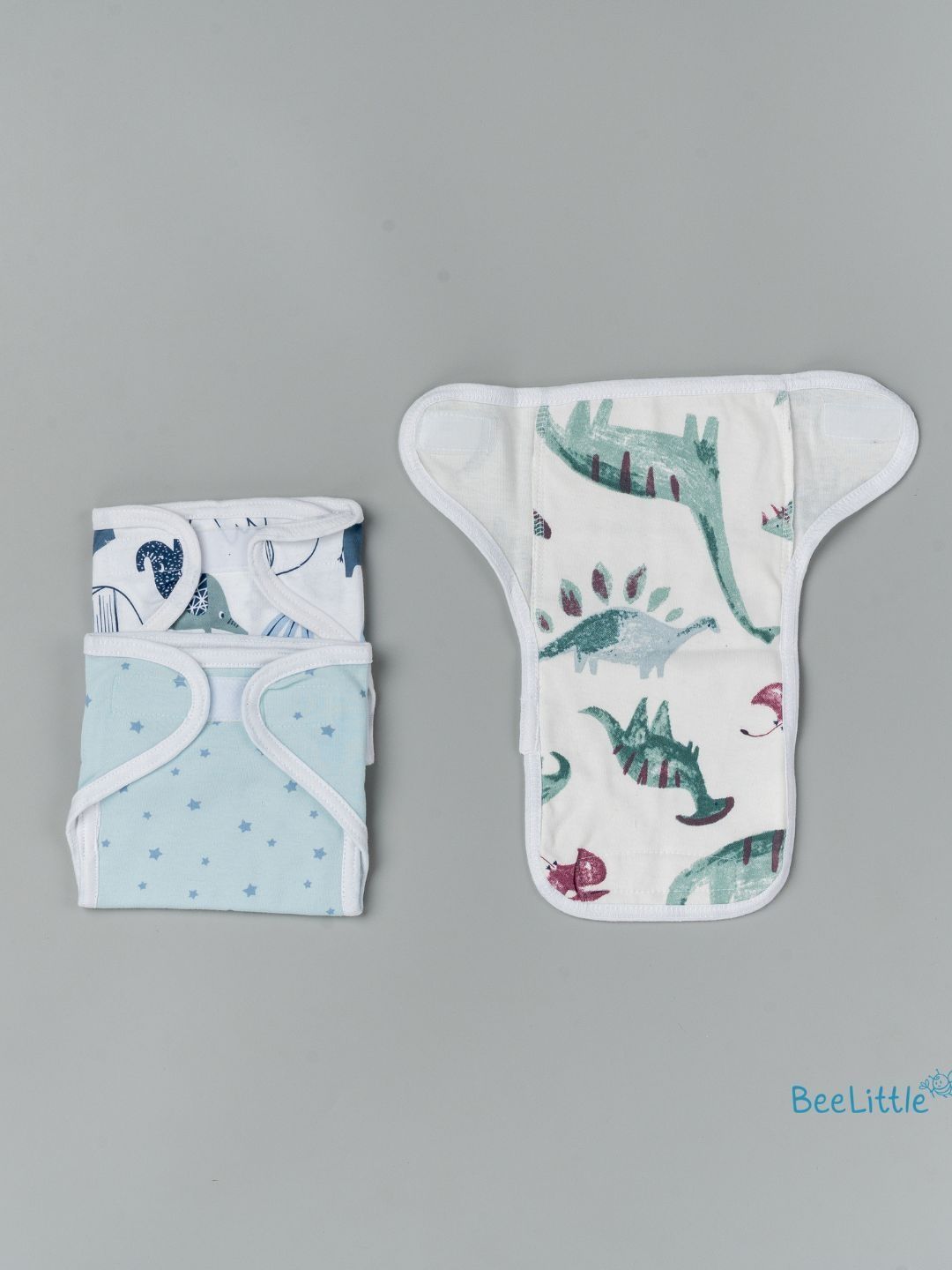 BeeLittle Set Of 3 Ele n Dino Printed Nappy Set-picture-13