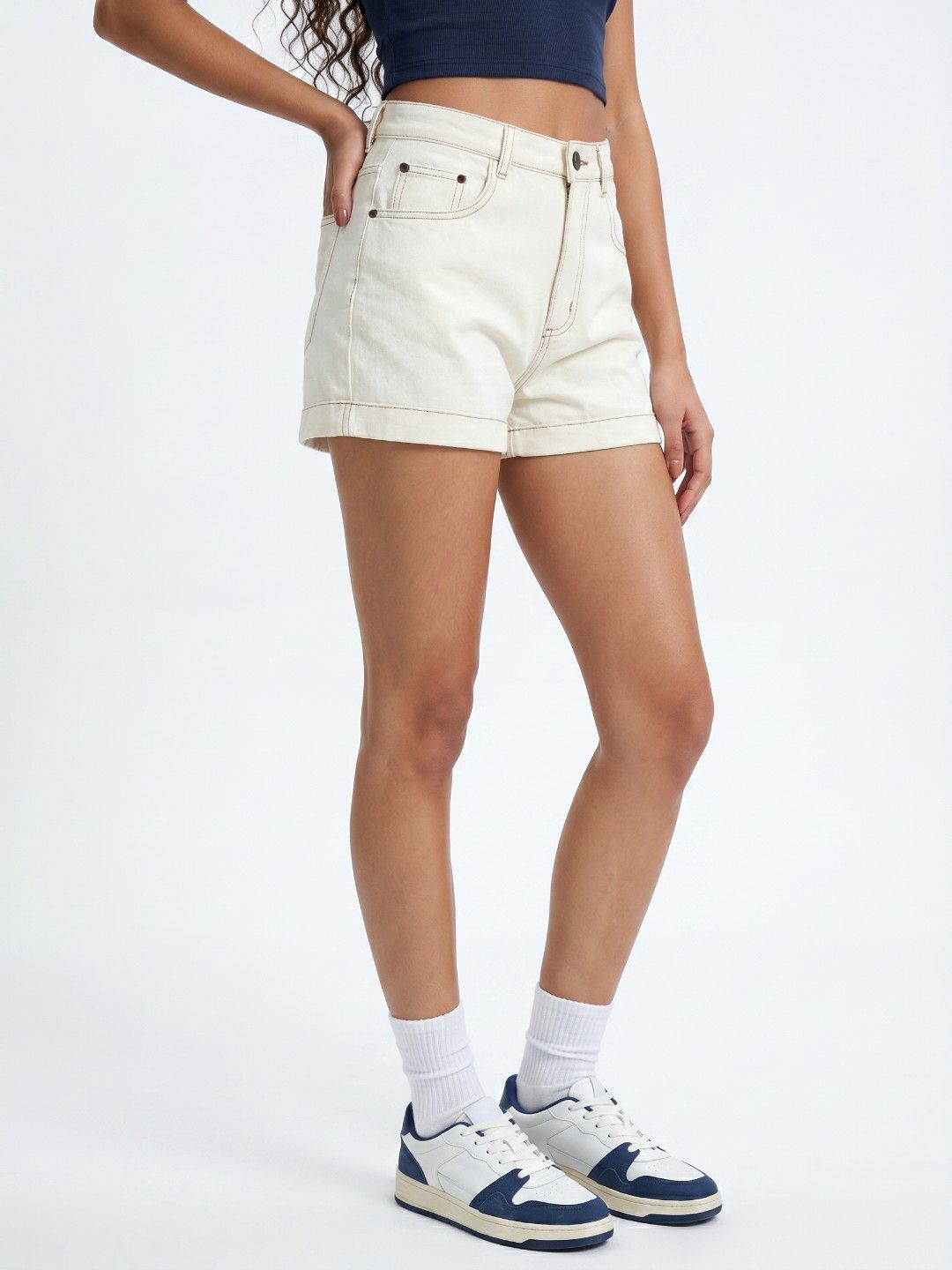 glitchez Women Pure Cotton Relaxed Fit Denim Shorts-image-18