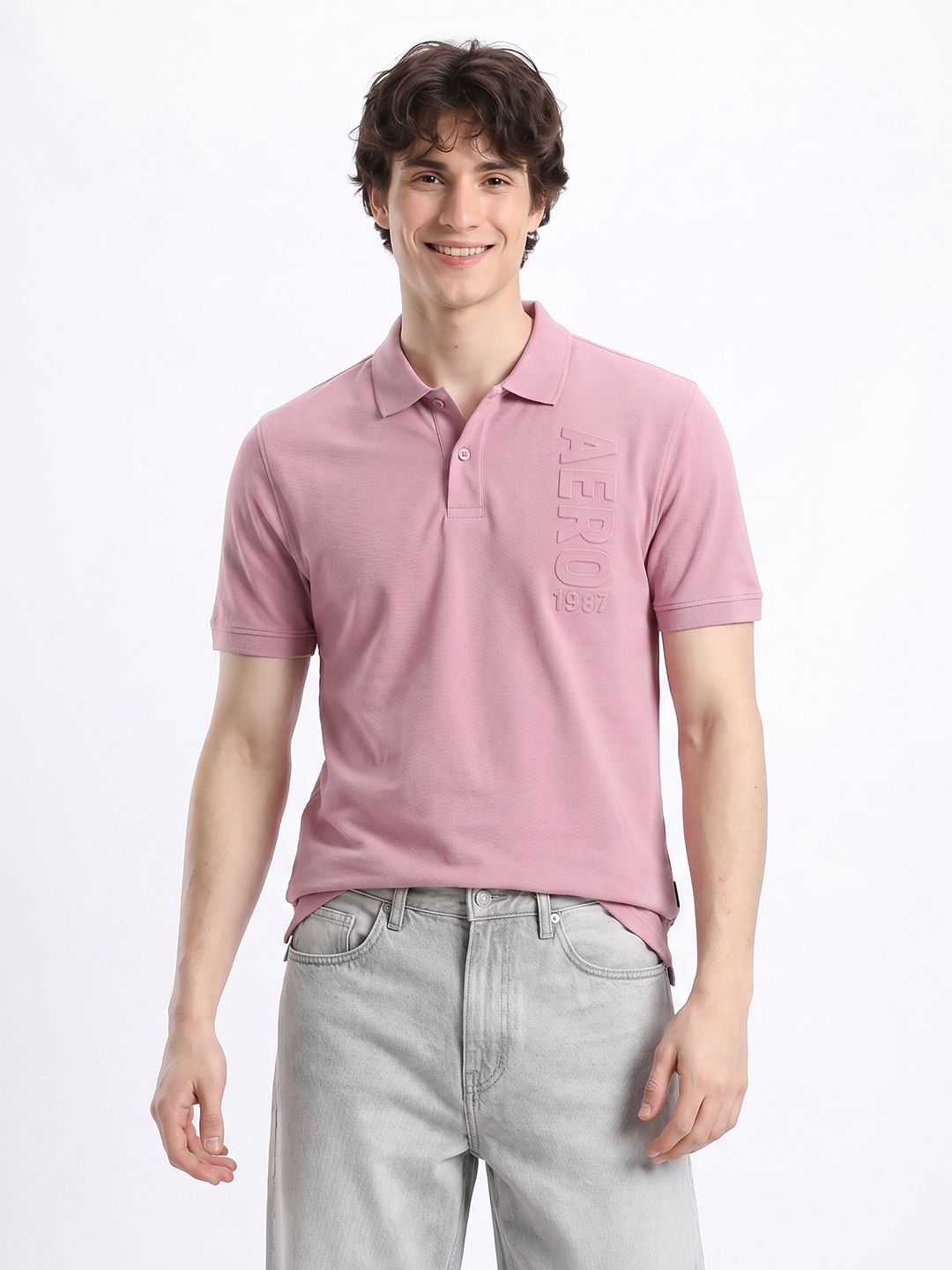 Aeropostale Brand Logo Printed Polo Collar Pure Cotton T-shirt-picture-13
