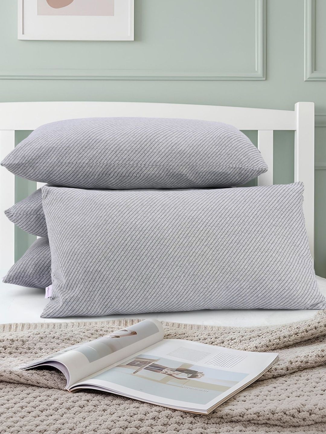 wakefit Grey Set of 4 Fibre Filled Cotton Sleep Pillow-picture-35