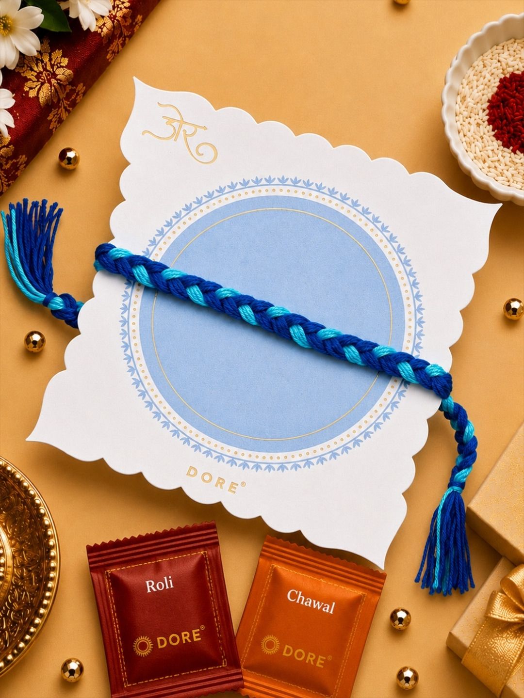 Dore Blue Braided Thread Rakhi for Brother-image-32