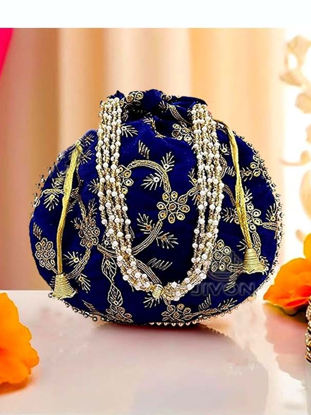 JIVON Embroidered Embellished Potli Clutch-picture-48