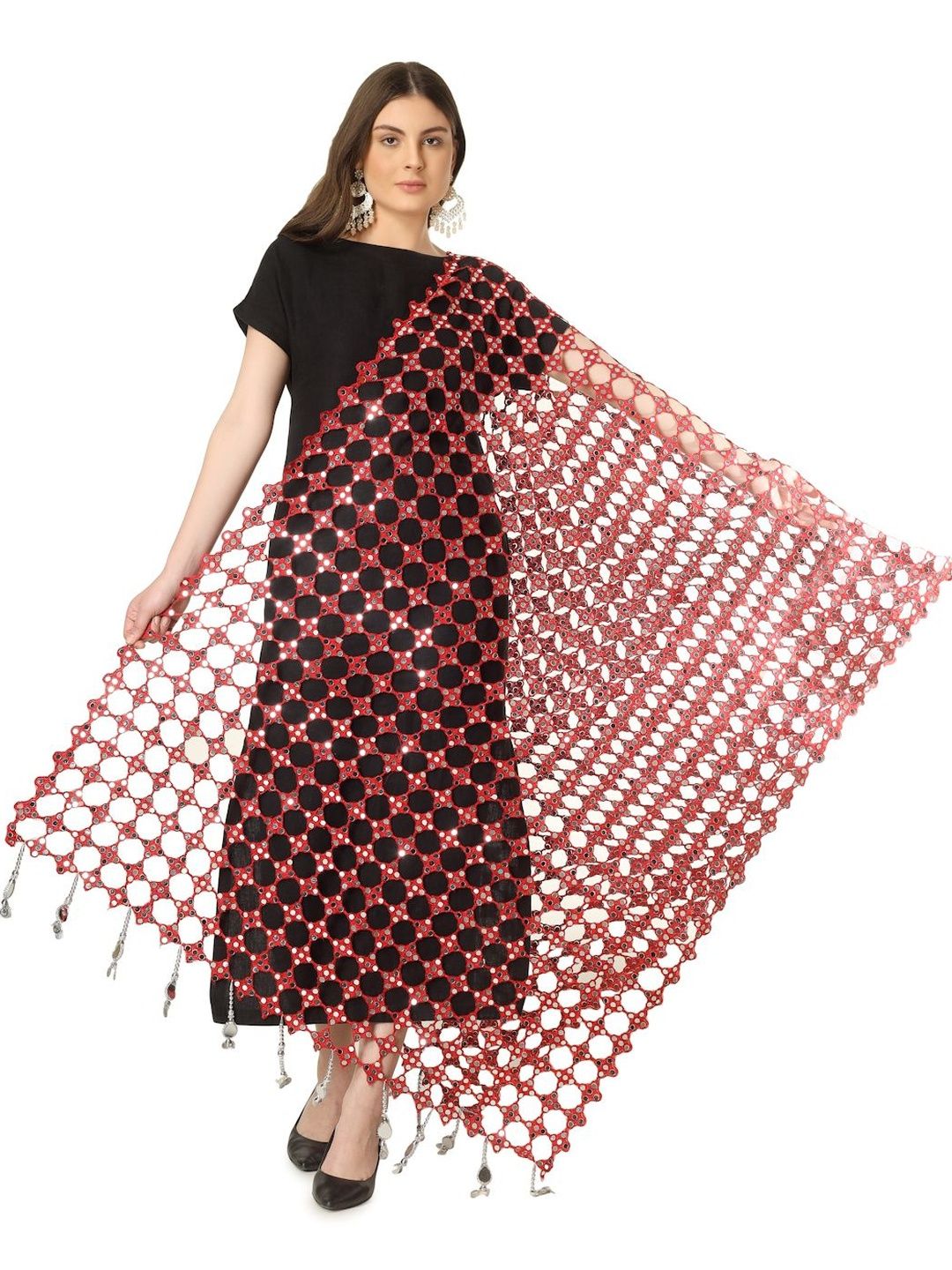 A R SILK Dupatta with Mirror Work-image-7