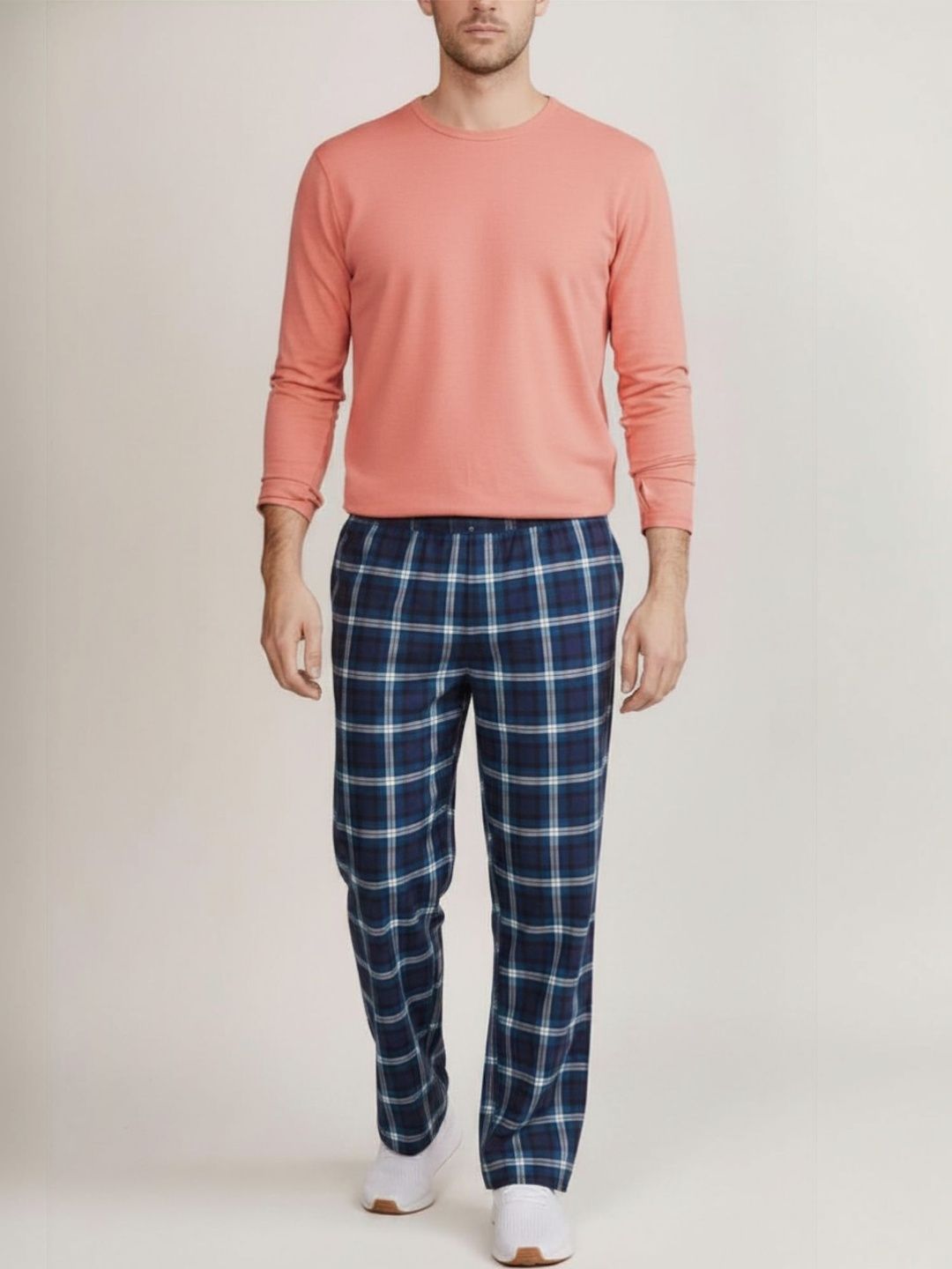 Ladies Haat Checked Cotton Mid Rise Straight-Leg Lounge Pant-picture-32