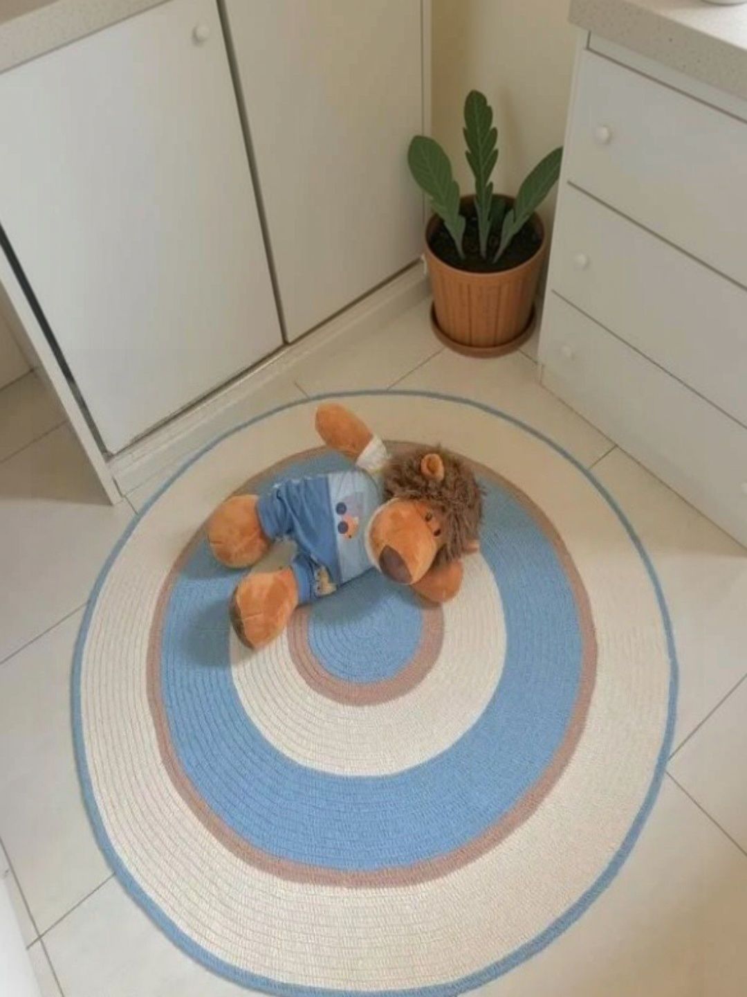 Siya Textiles Blue & Beige Striped Anti-Skid Floor Mat-image-28