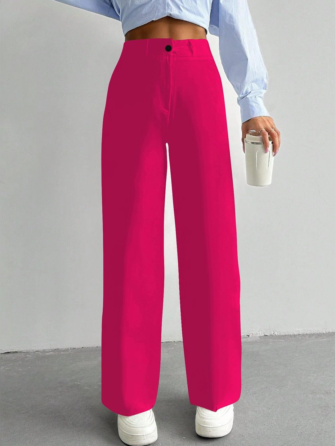 KERI PERRY Women Straight Fit High-Rise Easy Wash Trousers-picture-57