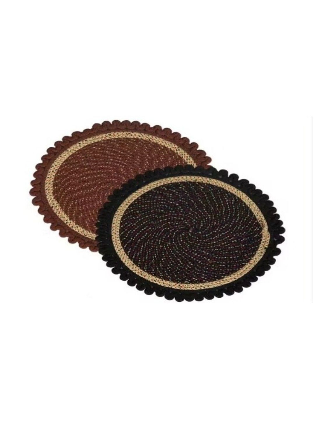 Siya Textiles 2-Pieces Brown & Black Cotton Anti-Skid Doormats-picture-37